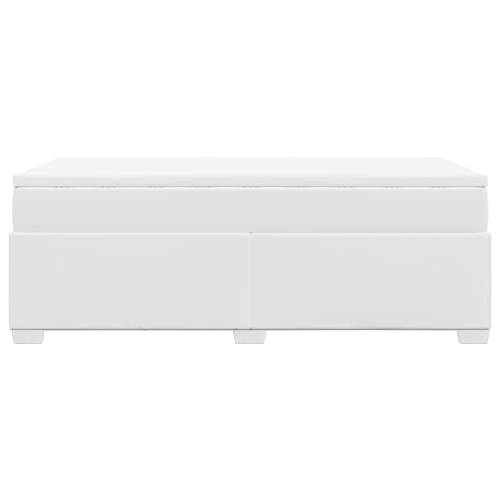 Lit à sommier tapissier avec matelas blanc 90x200 cm en similicuir