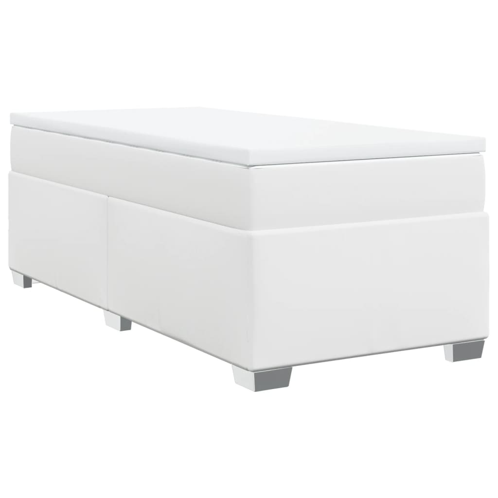 Lit à sommier tapissier avec matelas blanc 90x200 cm en similicuir