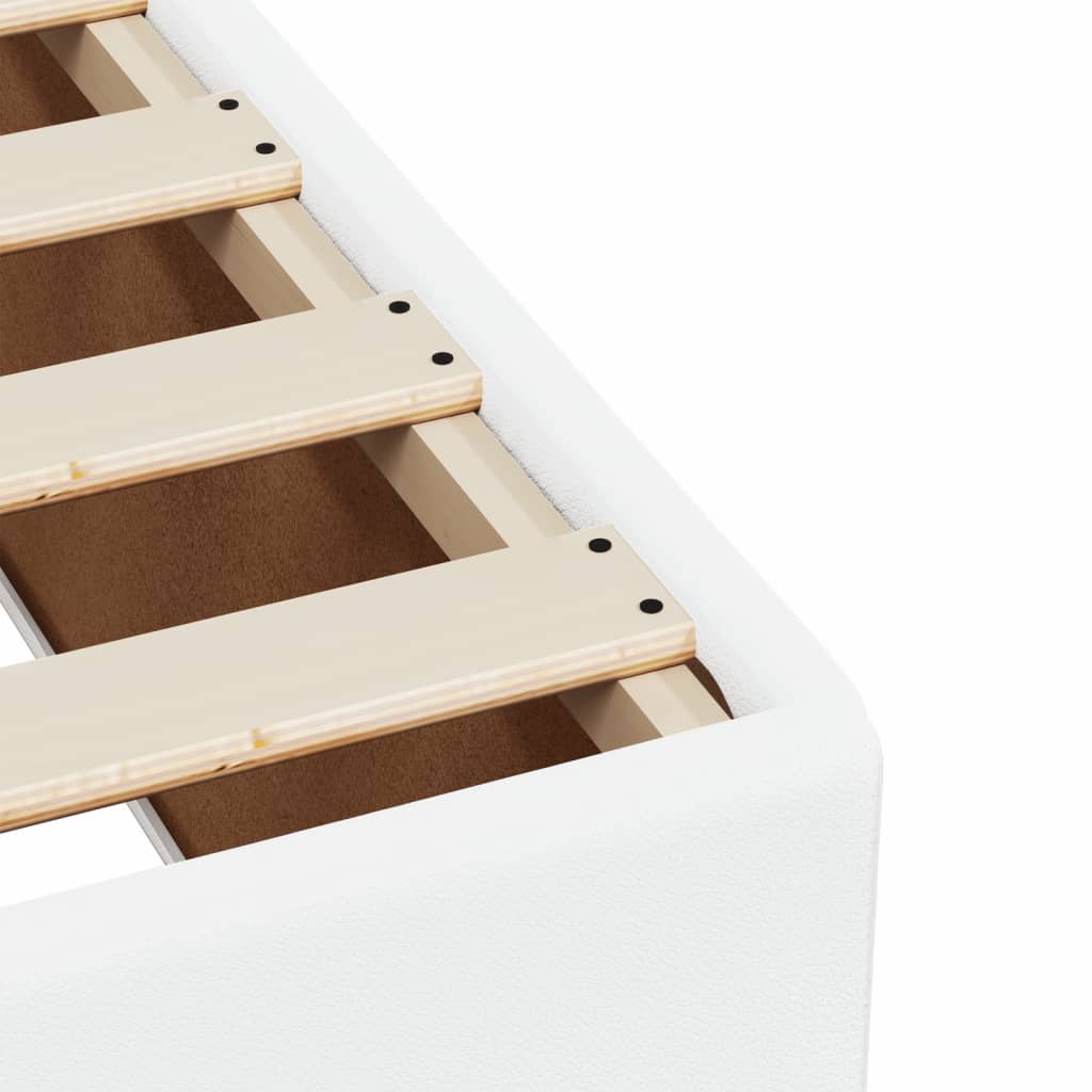 Lit à sommier tapissier avec matelas blanc 90x200 cm en similicuir