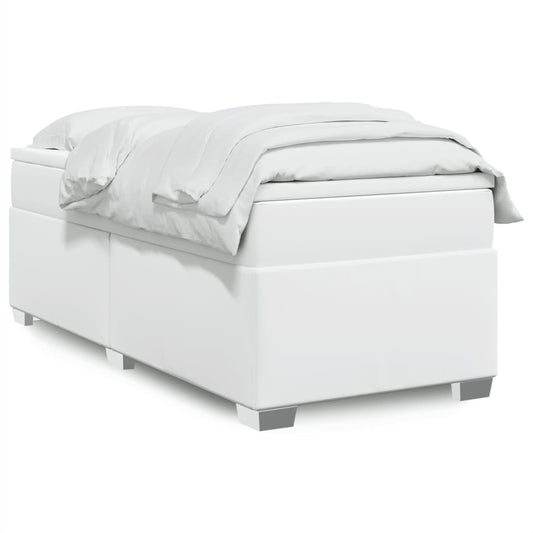 Lit à sommier tapissier avec matelas blanc 90x200 cm en similicuir