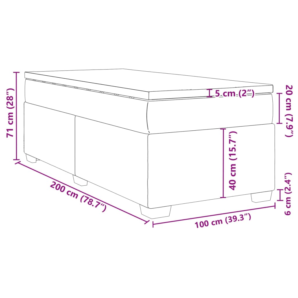 Boxspringbett mit Matratze Schwarz 100x200 cm Kunstleder