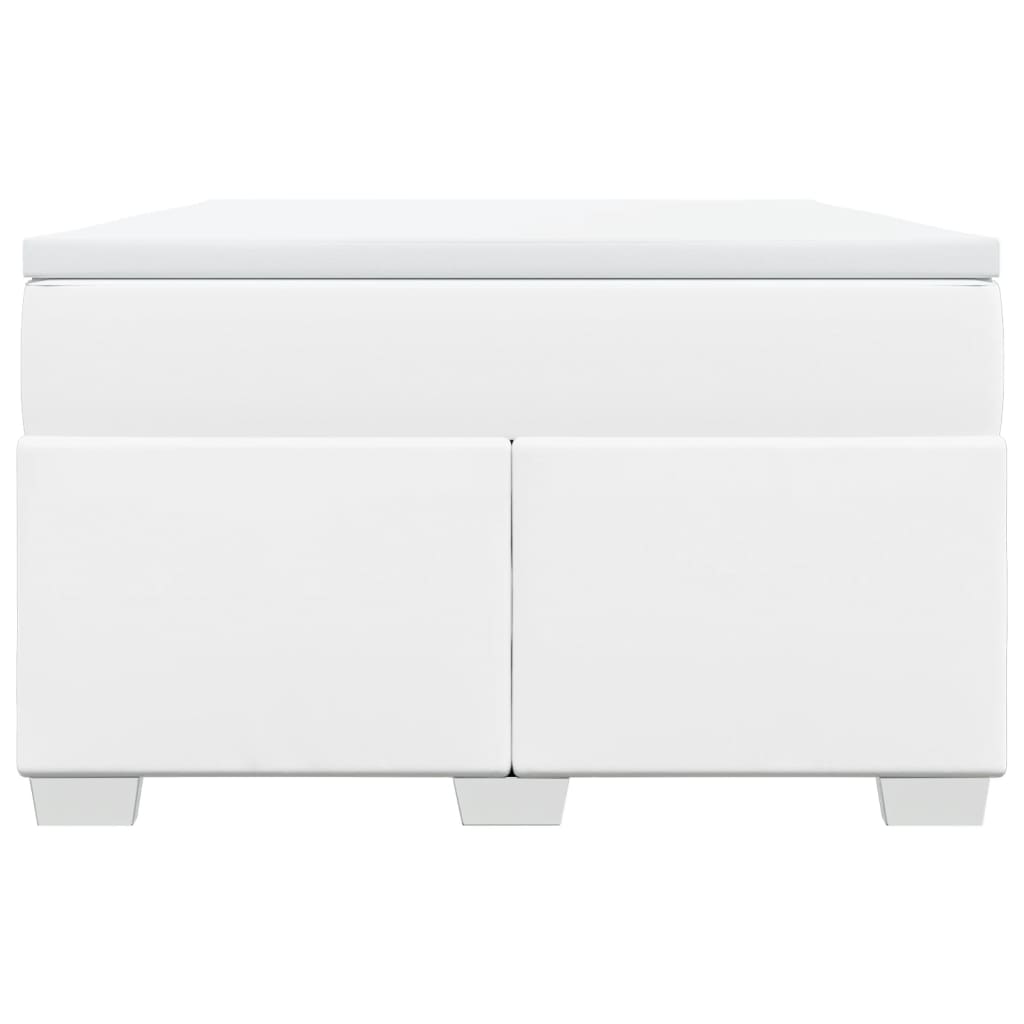 Boxspringbett mit Matratze Weiß 120x190 cm Kunstleder