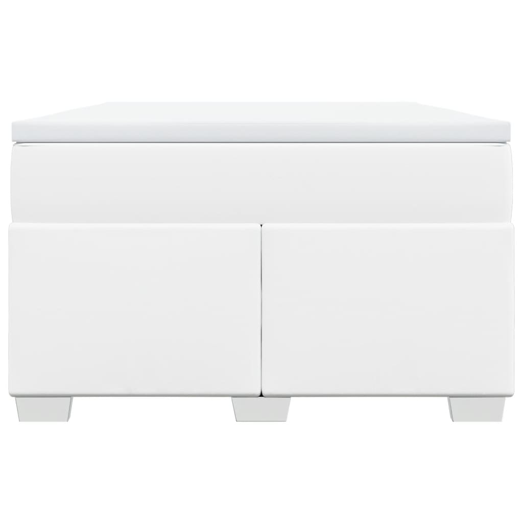 Boxspringbett mit Matratze Weiß 120x200 cm Kunstleder