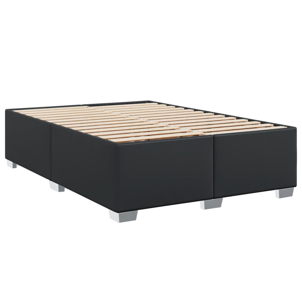 Box spring bed with mattress black 140x200 cm artificial leather