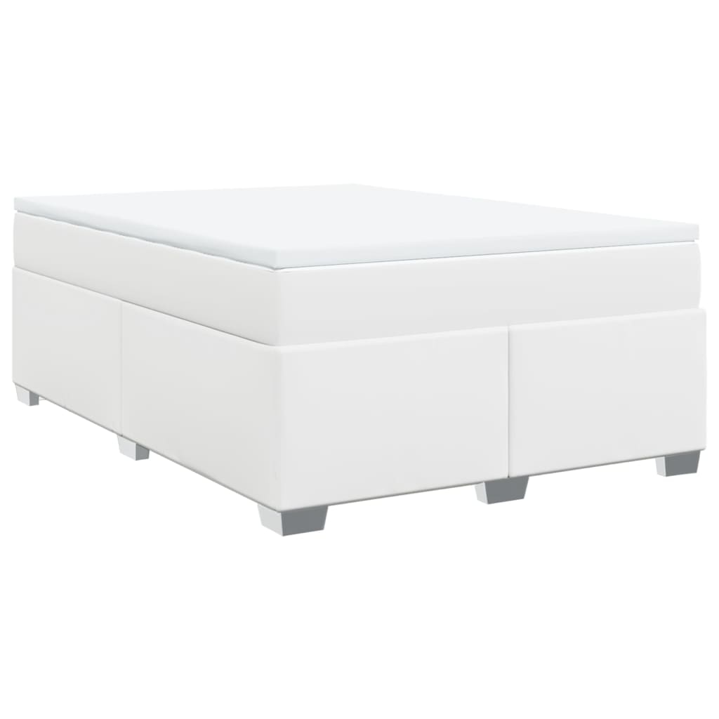 Lit à sommier tapissier avec matelas blanc 140x200 cm en similicuir