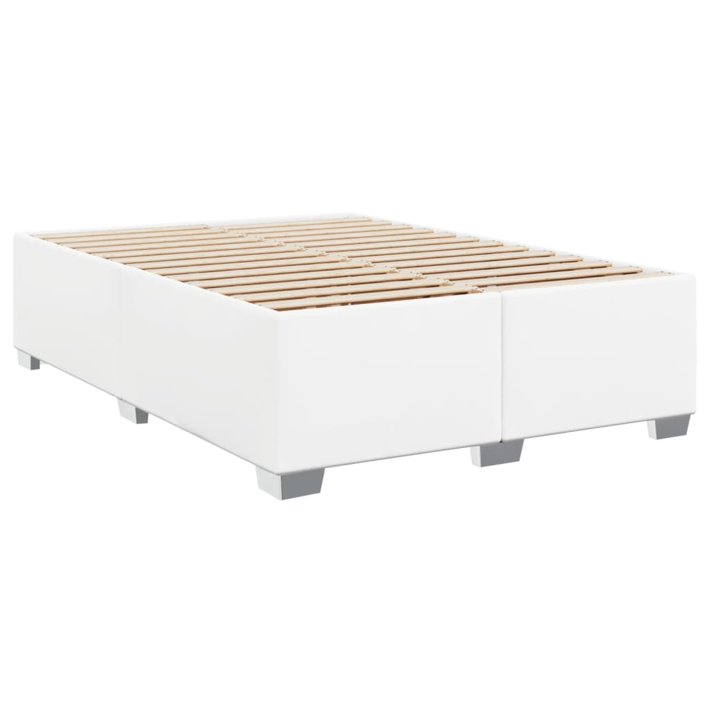 Lit à sommier tapissier avec matelas blanc 140x200 cm en similicuir
