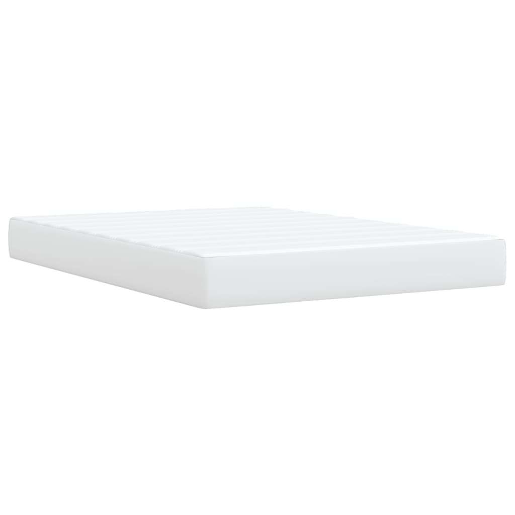 Lit à sommier tapissier avec matelas blanc 140x200 cm en similicuir