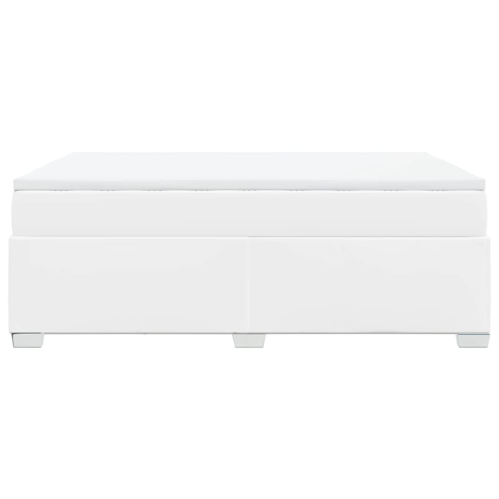 Lit à sommier tapissier avec matelas blanc 140x200 cm en similicuir