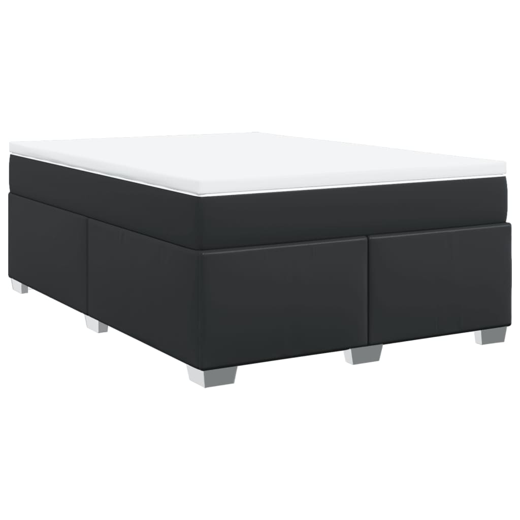 Box spring bed with mattress black 160x200 cm artificial leather