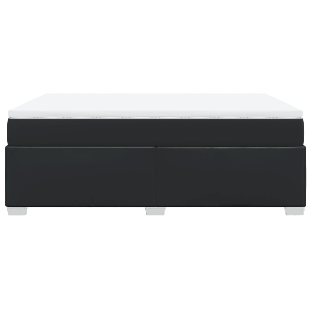 Box spring bed with mattress black 160x200 cm artificial leather