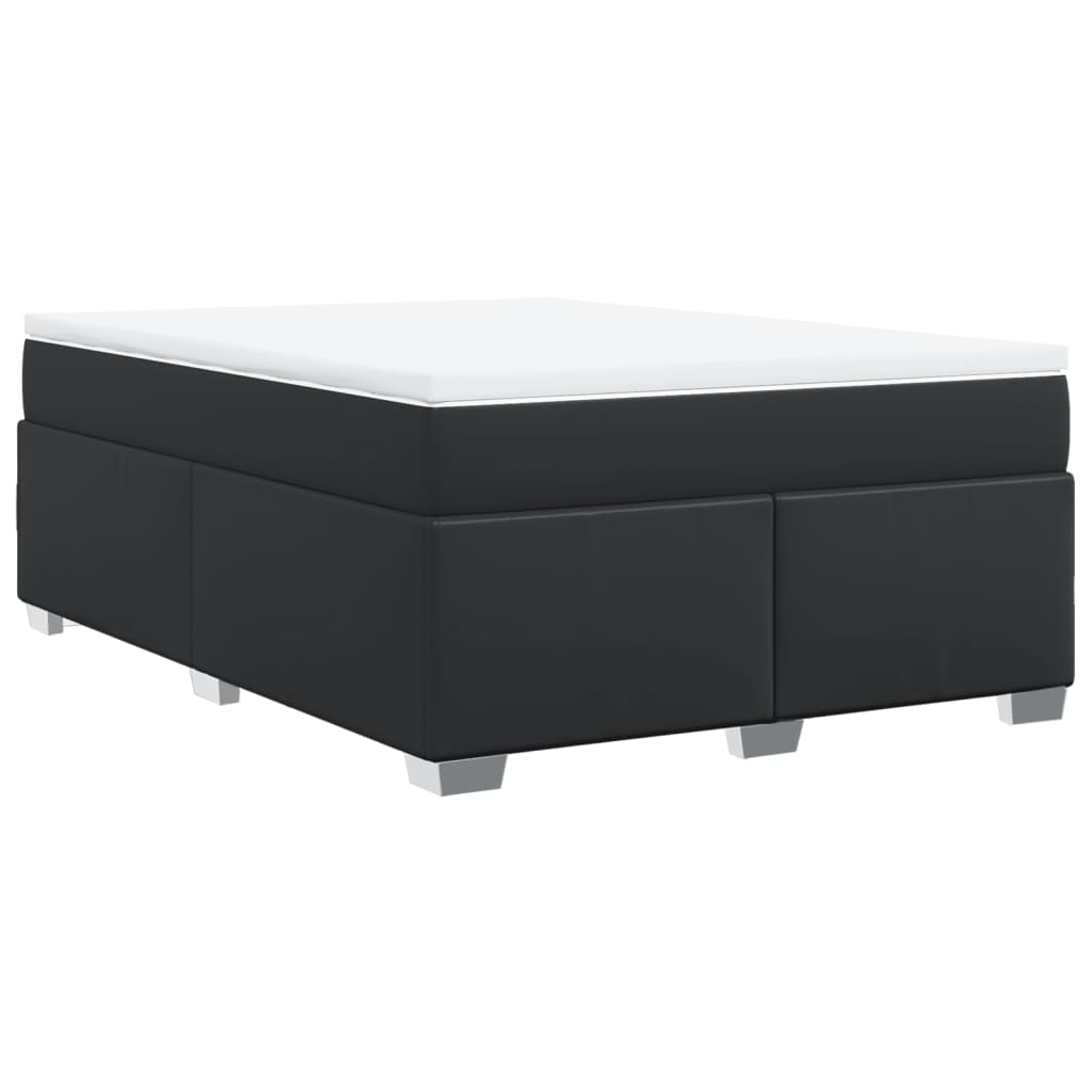 Box spring bed with mattress black 160x200 cm artificial leather
