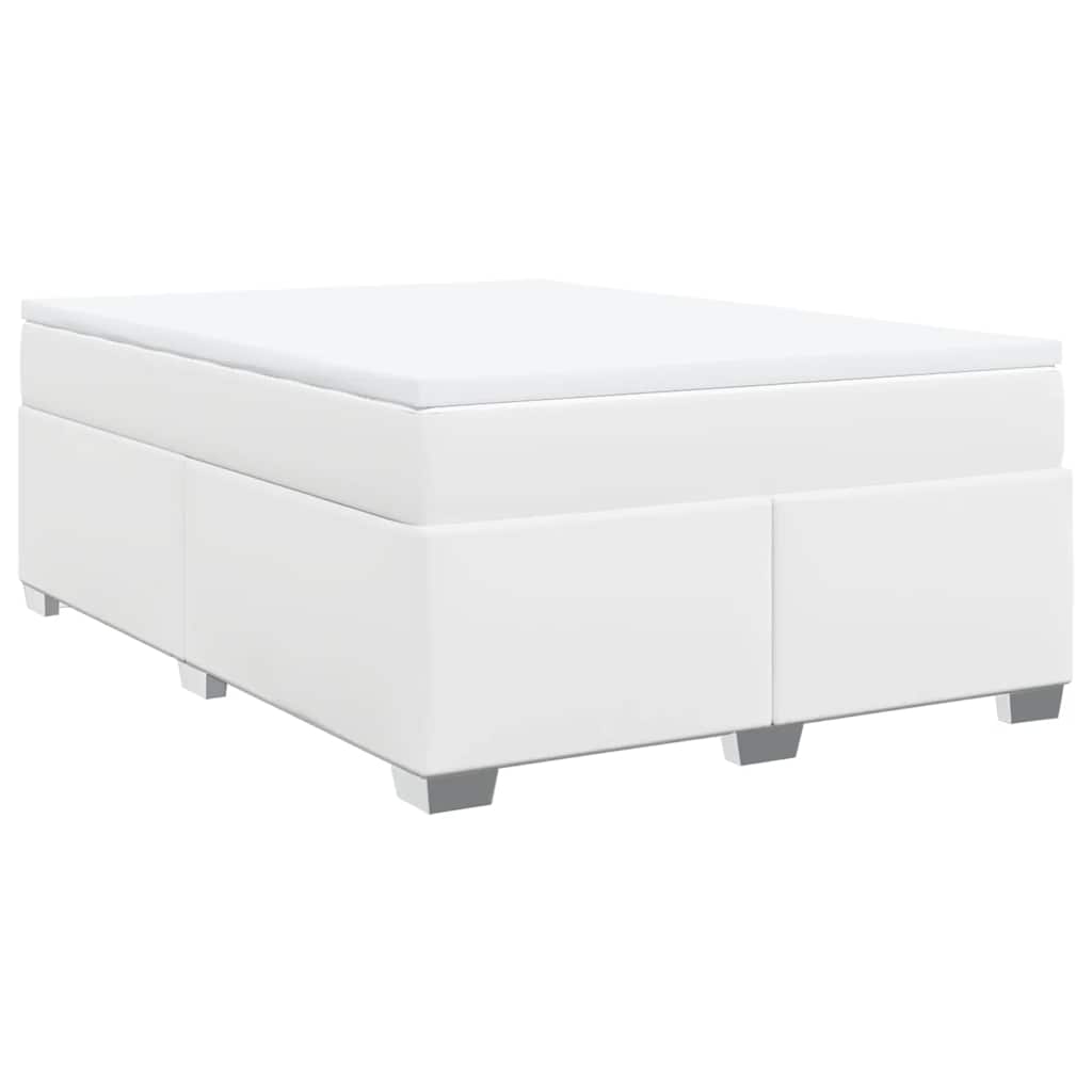Boxspringbett mit Matratze Weiß 160x200 cm Kunstleder