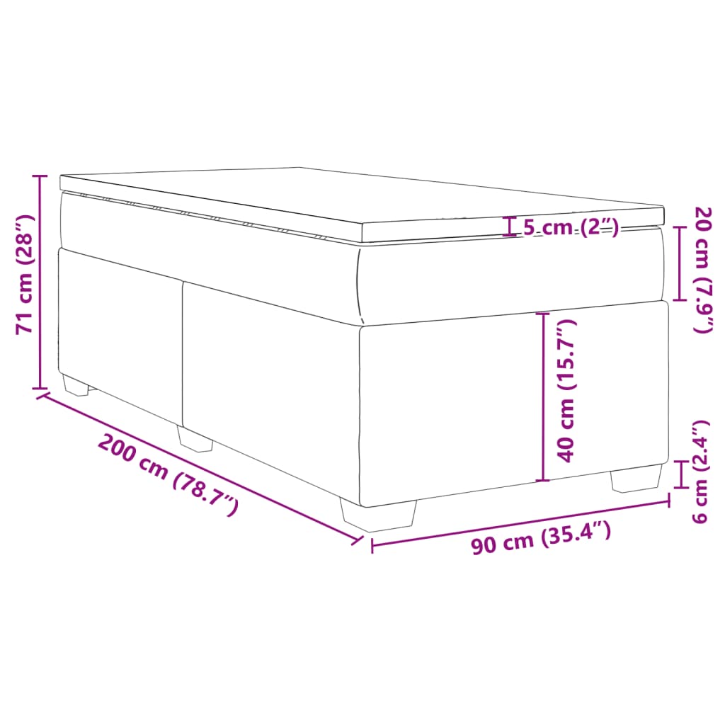 Boxspringbett mit Matratze Hellgrau 90x200 cm Samt