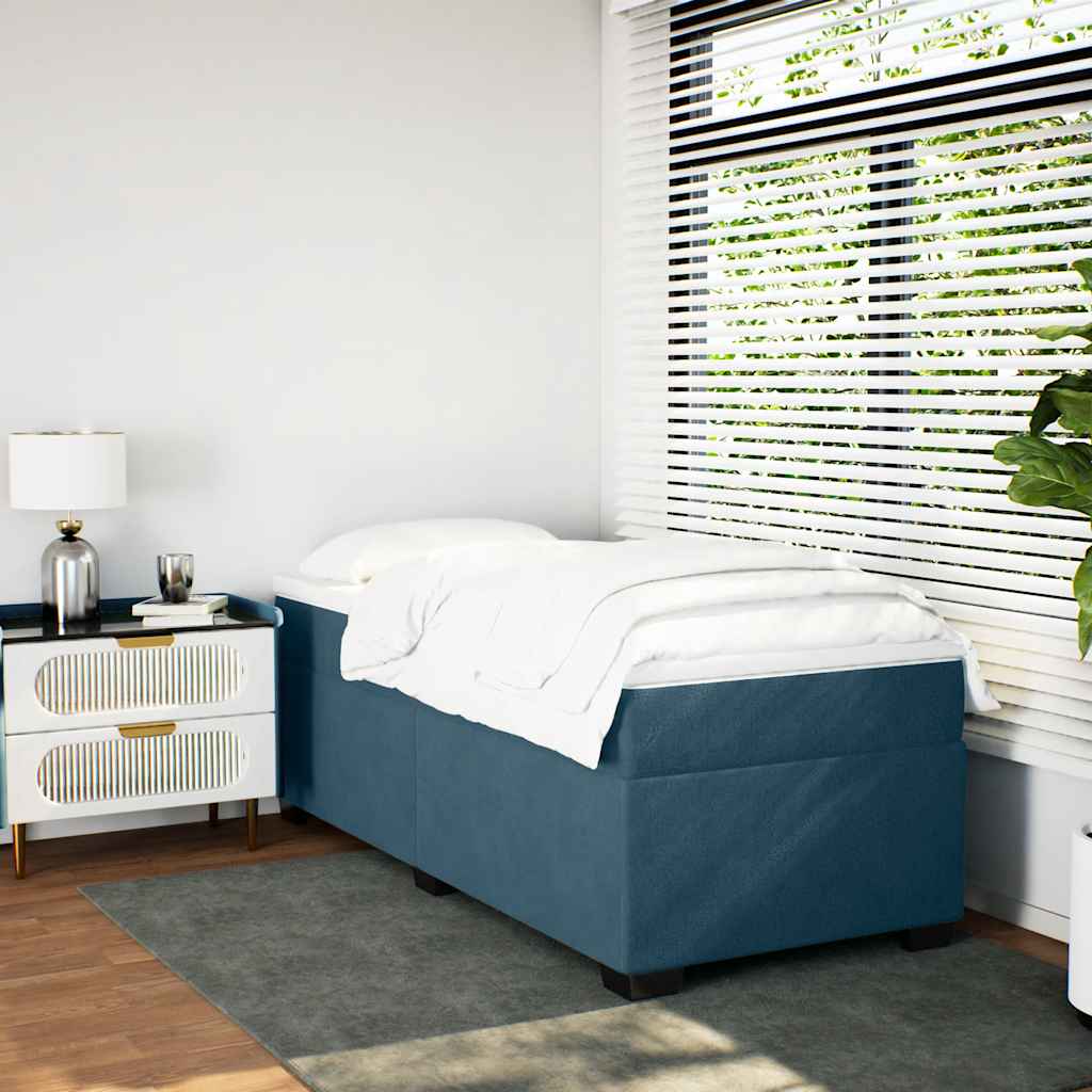 Boxspringbett mit Matratze Dunkelblau 90x200 cm Samt