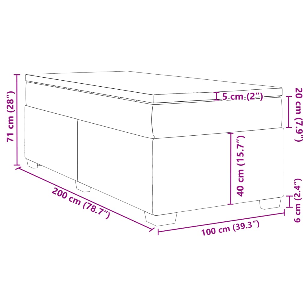 Boxspringbett mit Matratze Hellgrau 100x200 cm Samt