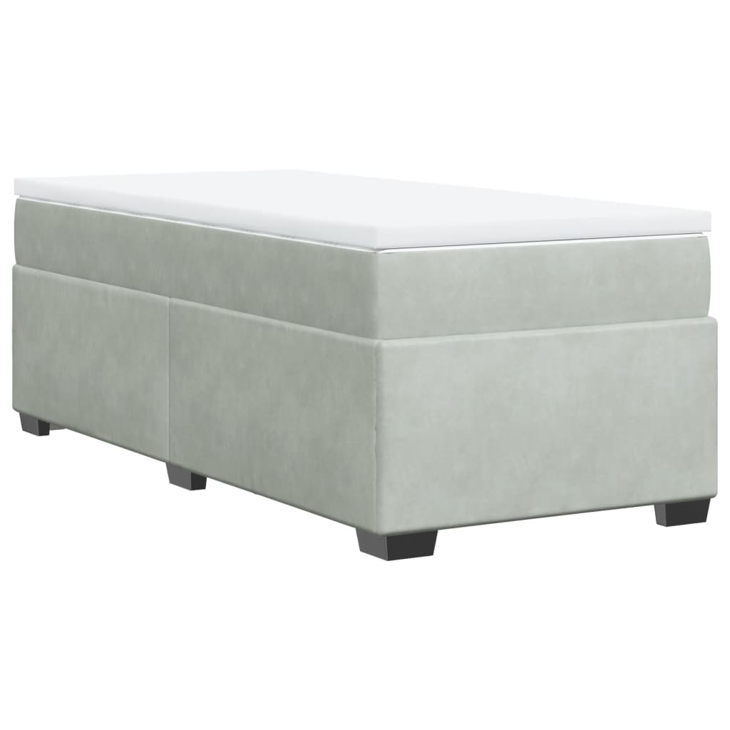 Boxspringbett mit Matratze Hellgrau 100x200 cm Samt
