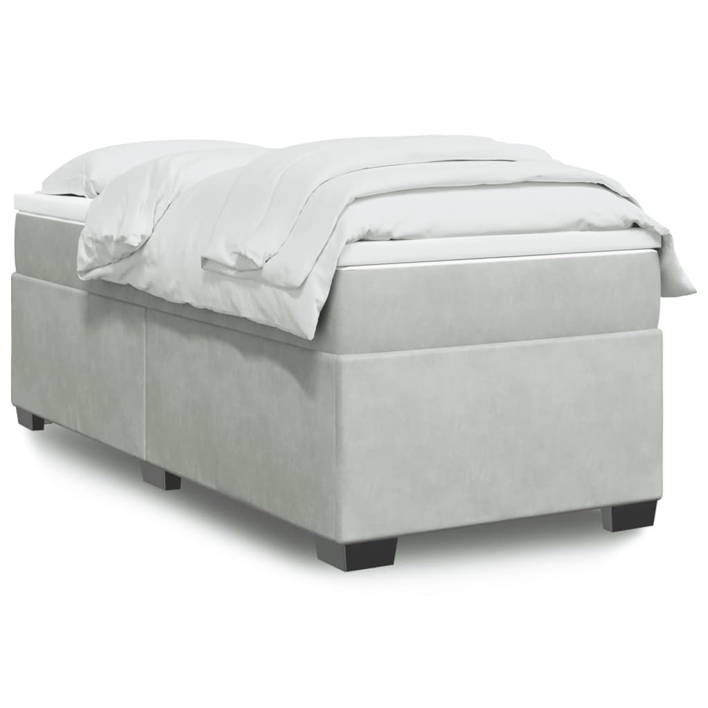 Boxspringbett mit Matratze Hellgrau 100x200 cm Samt