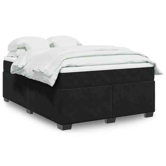 Box spring bed with mattress black 160x200 cm velvet