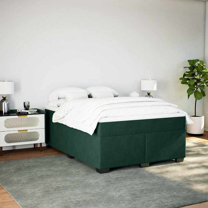 Boxspringbett mit Matratze Dunkelgrün 160x200 cm Samt