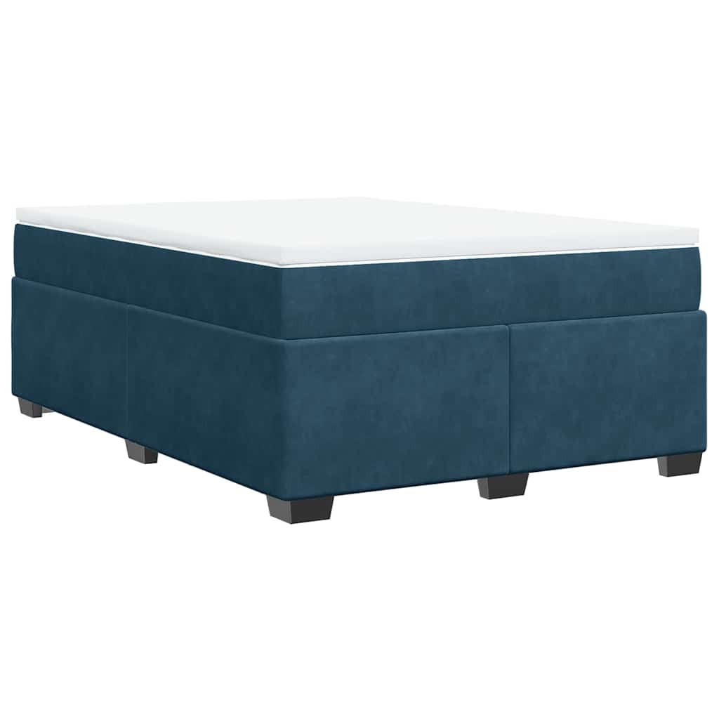 Boxspringbett mit Matratze Dunkelblau 160x200 cm Samt