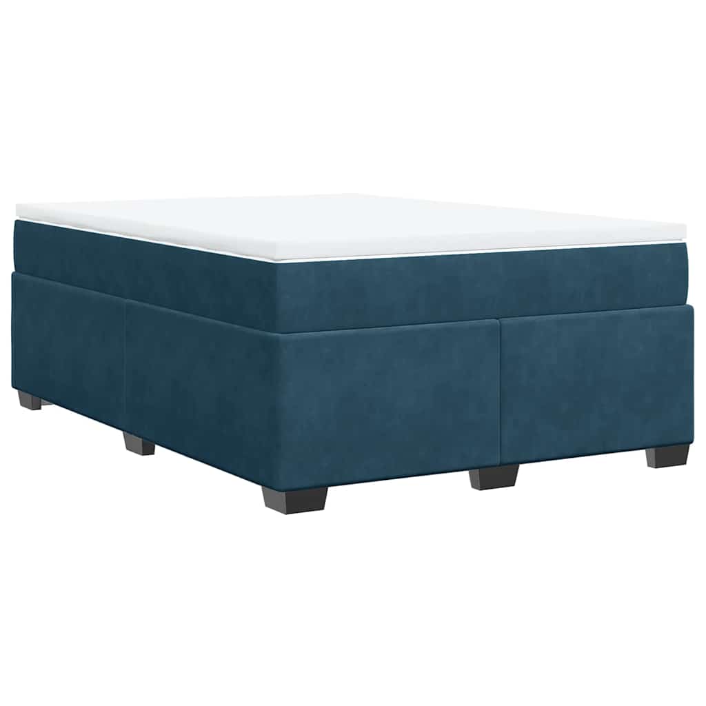 Boxspringbett mit Matratze Dunkelblau 160x200 cm Samt