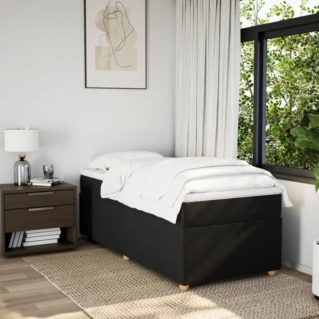 Lit à sommier tapissier avec matelas tissu noir 80x200 cm