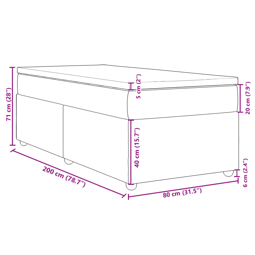 Boxspringbett mit Matratze Taupe 80x200 cm Stoff