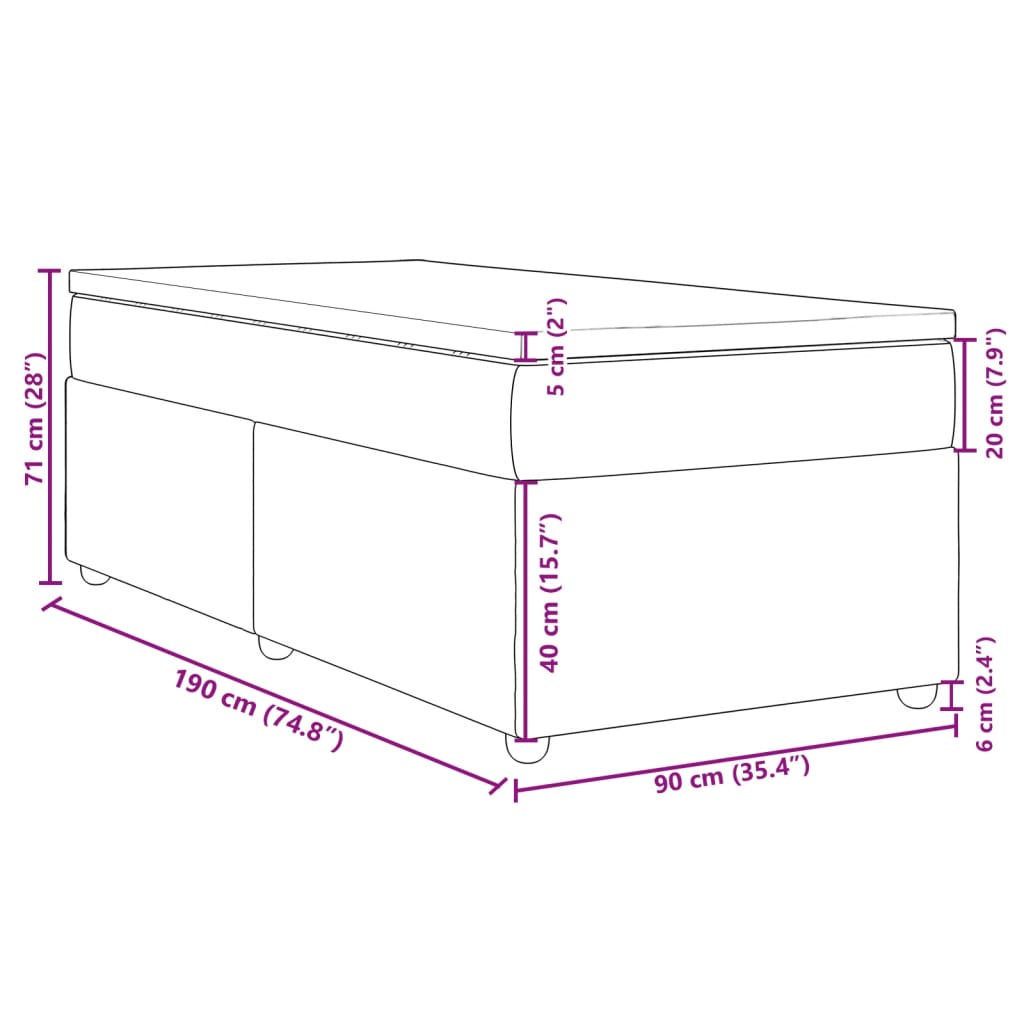 Boxspringbett mit Matratze Hellgrau 90x190 cm Stoff