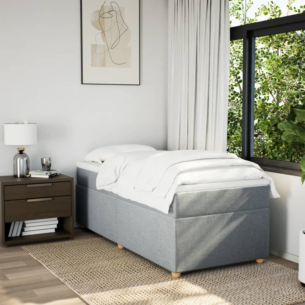 Boxspringbett mit Matratze Hellgrau 90x190 cm Stoff