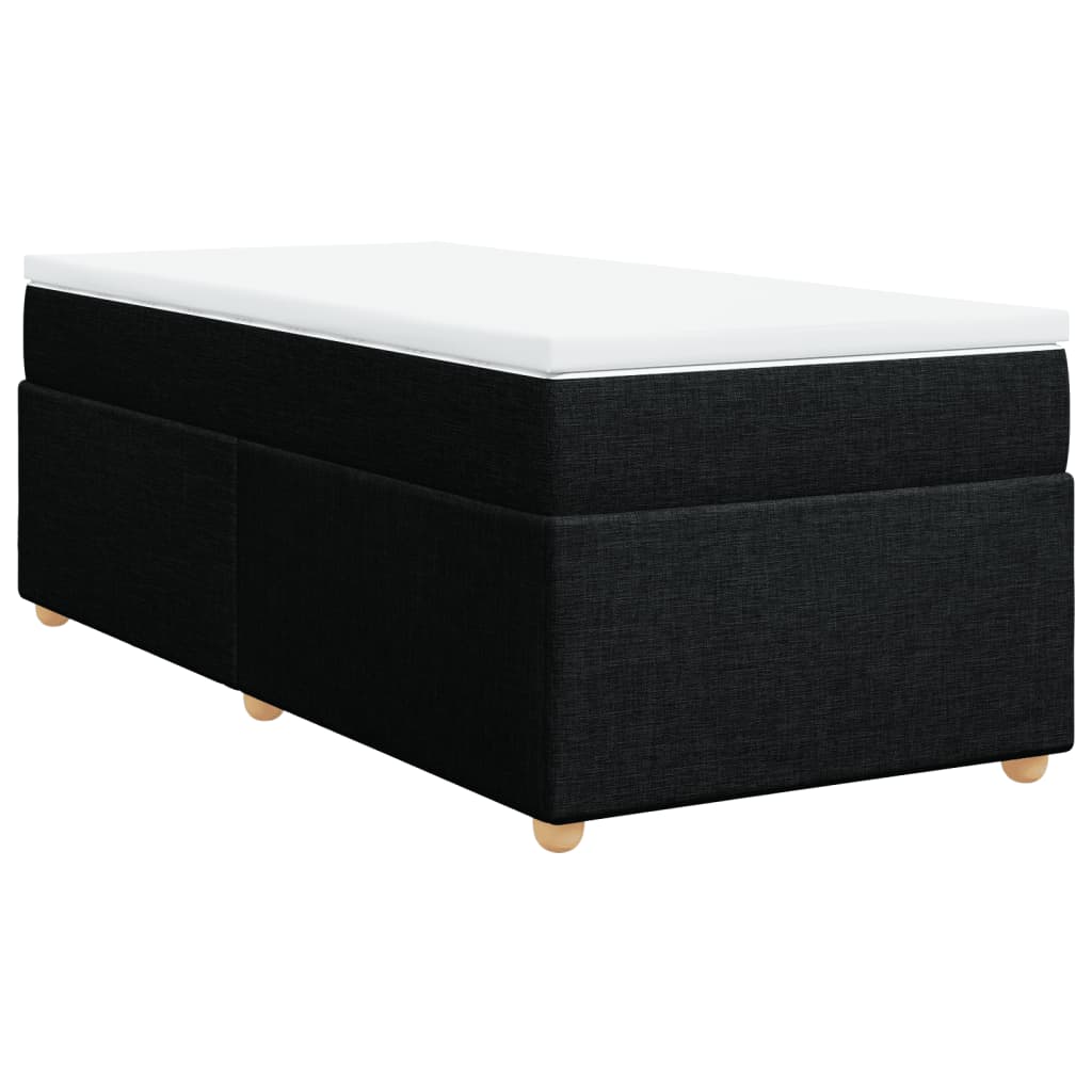 Lit à sommier tapissier avec matelas tissu noir 90x200 cm
