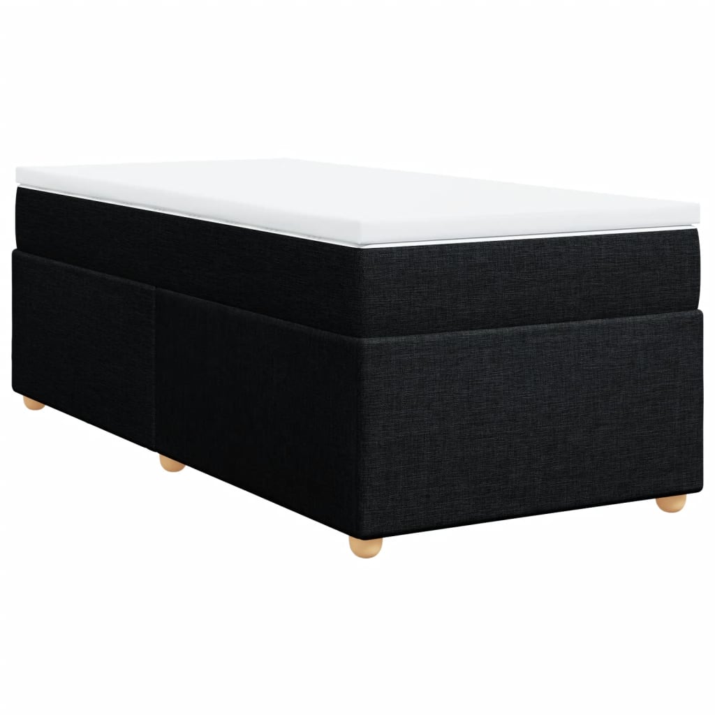 Lit à sommier tapissier avec matelas tissu noir 90x200 cm