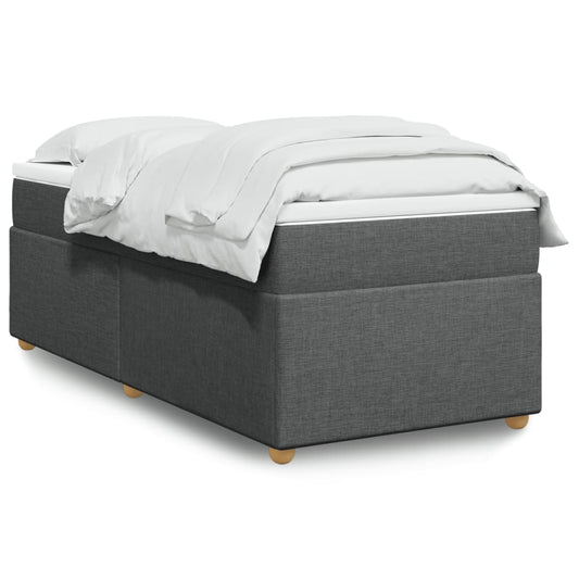 Lit sommier tapissier avec matelas tissu gris foncé 100x200 cm