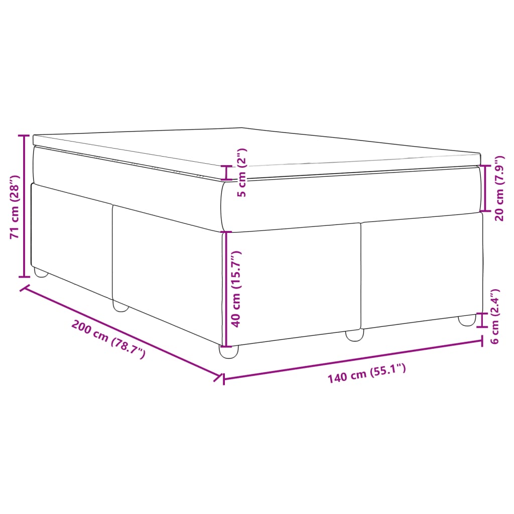 Boxspringbett mit Matratze Dunkelgrau 140x200 cm Stoff
