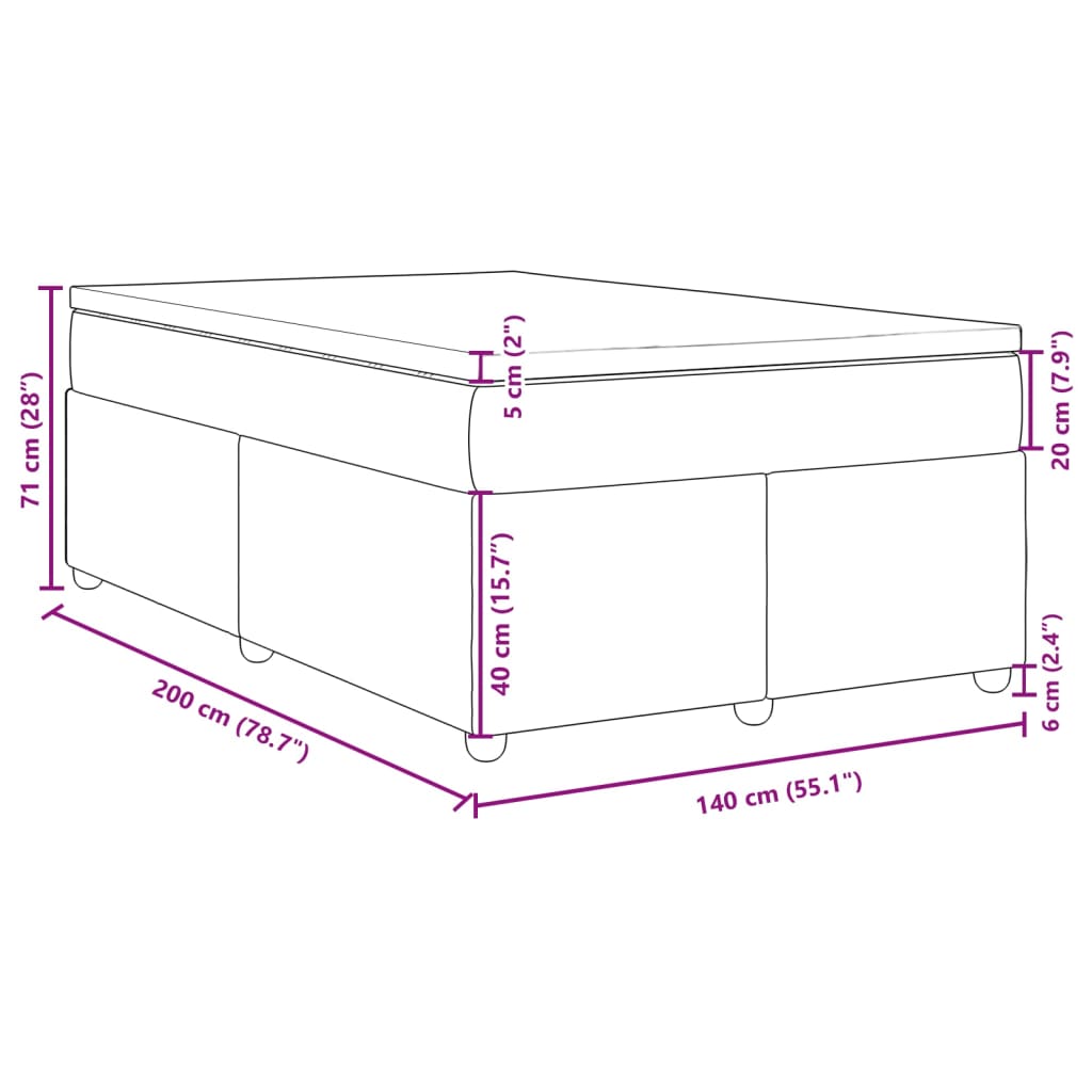 Boxspringbett mit Matratze Schwarz 140x200 cm Stoff