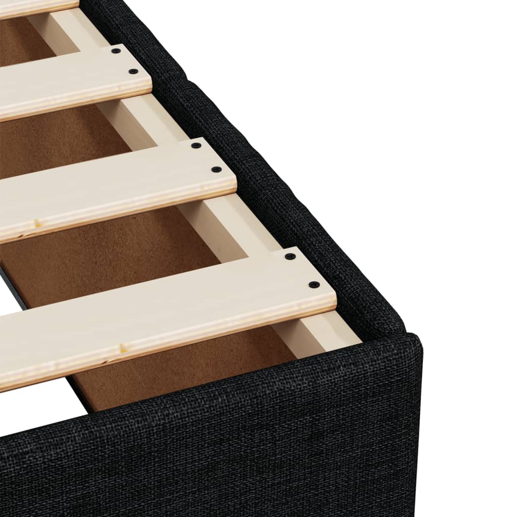 Lit à sommier tapissier avec matelas tissu noir 80x200 cm