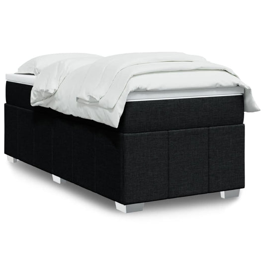 Lit à sommier tapissier avec matelas tissu noir 80x200 cm