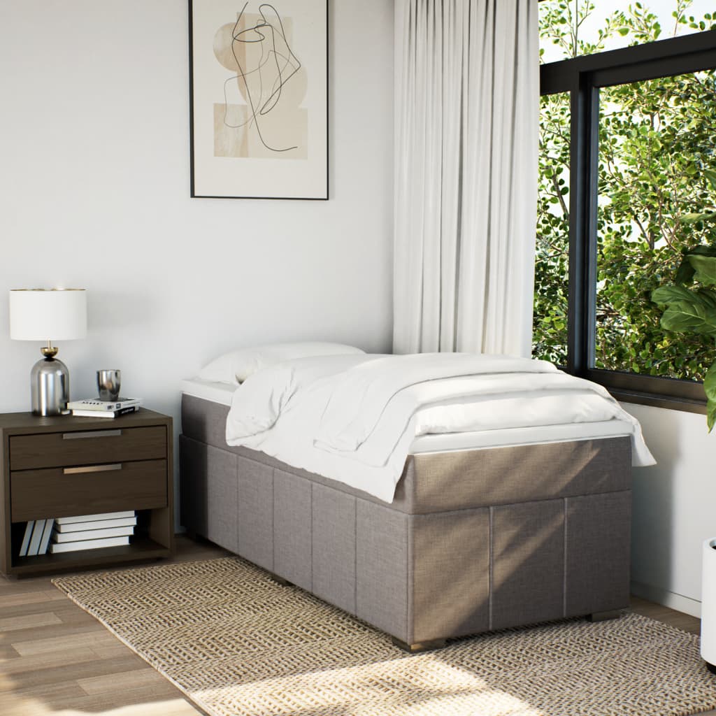 Box spring bed with mattress taupe 90x190 cm fabric