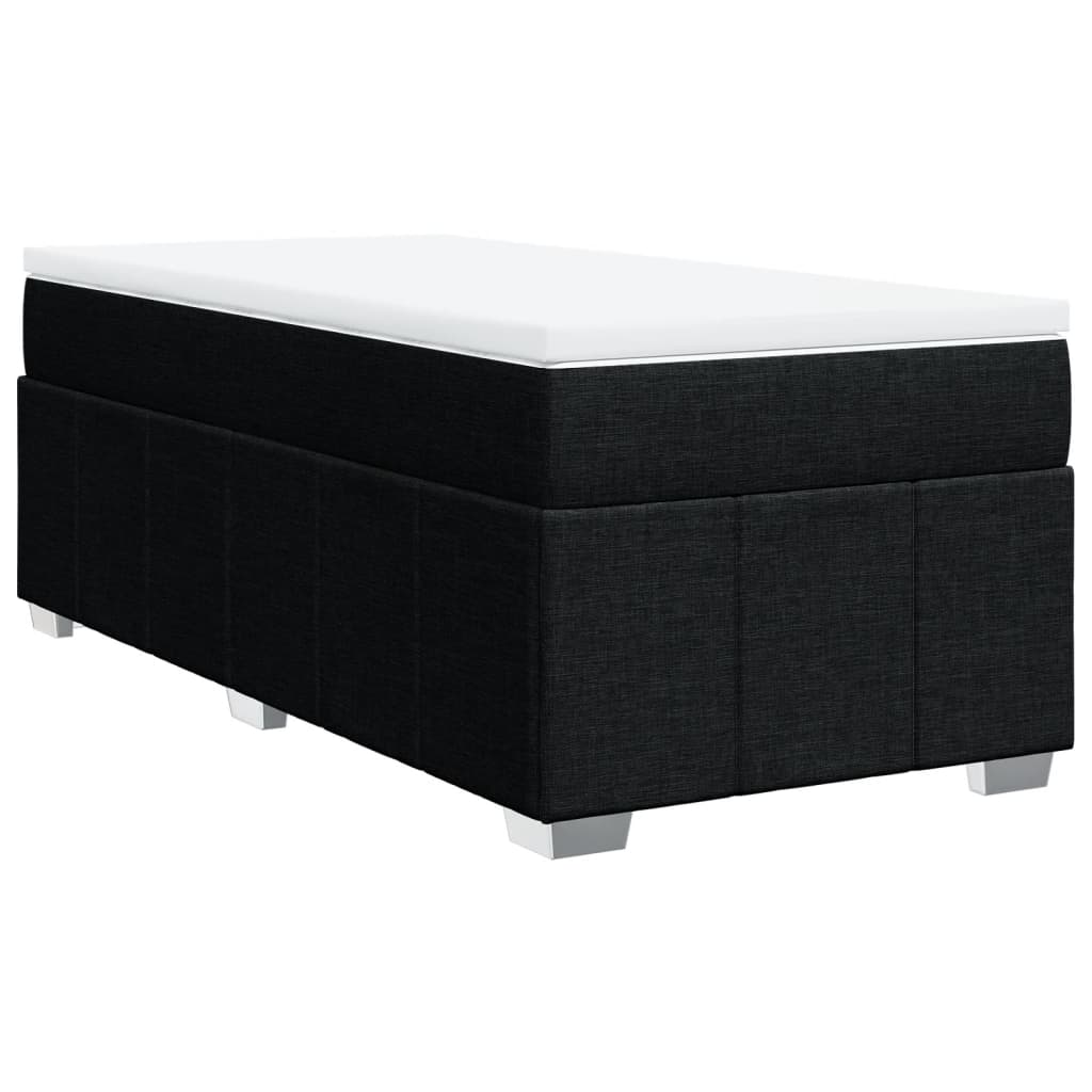 Lit à sommier tapissier avec matelas tissu noir 90x200 cm