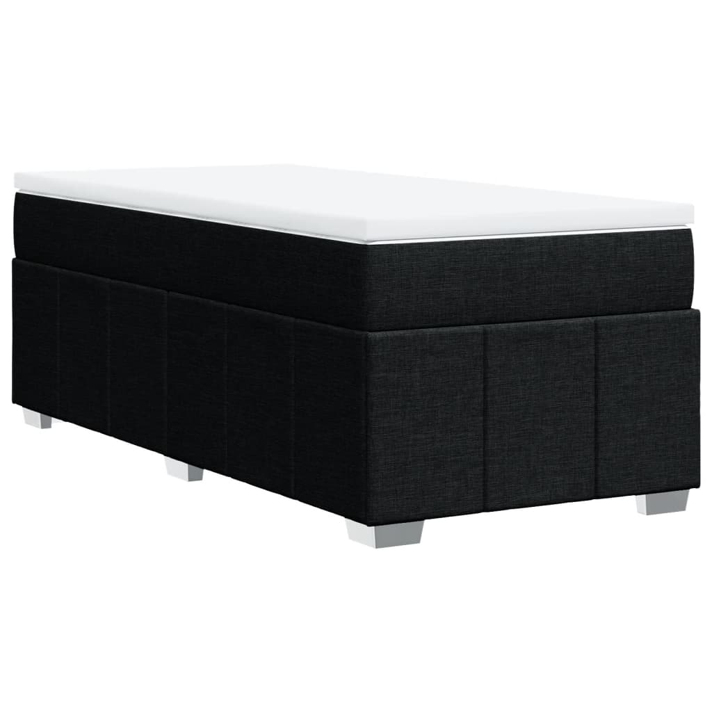 Lit à sommier tapissier avec matelas tissu noir 90x200 cm