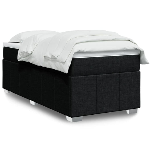 Lit à sommier tapissier avec matelas tissu noir 90x200 cm