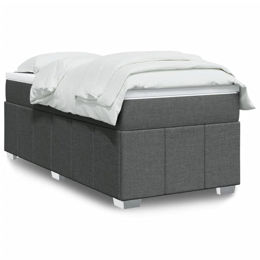 Lit sommier tapissier avec matelas tissu gris foncé 100x200 cm