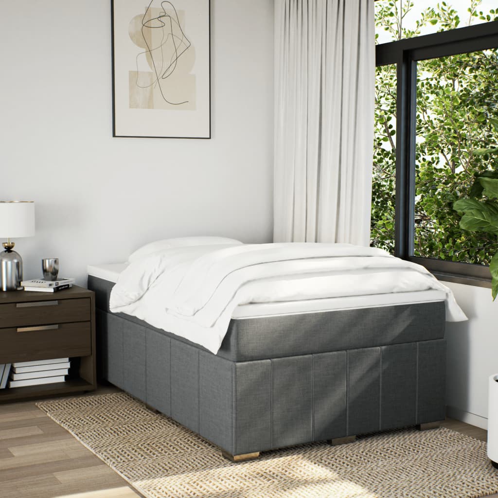 Lit à sommier tapissier avec matelas en tissu gris foncé 120x190 cm