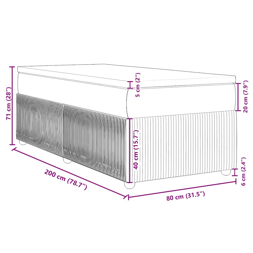 Boxspringbett mit Matratze Dunkelgrau 80x200 cm Stoff