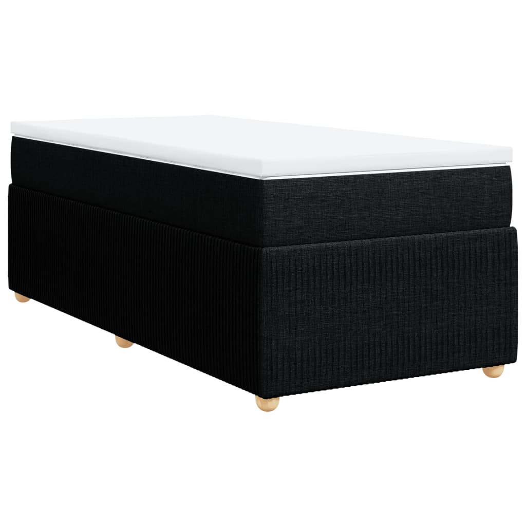 Lit à sommier tapissier avec matelas tissu noir 80x200 cm