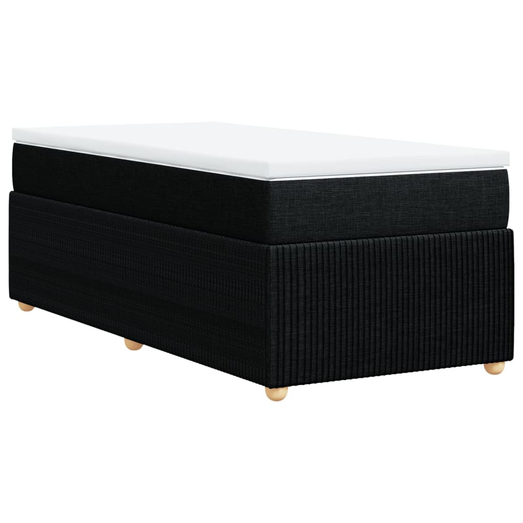 Lit à sommier tapissier avec matelas tissu noir 80x200 cm
