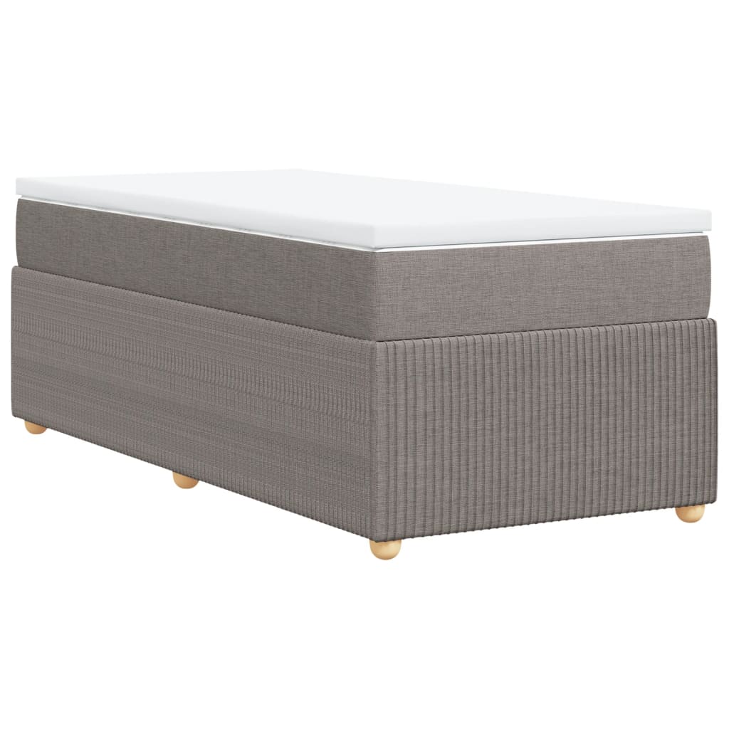 Lit sommier tapissier avec matelas tissu taupe 80x200 cm