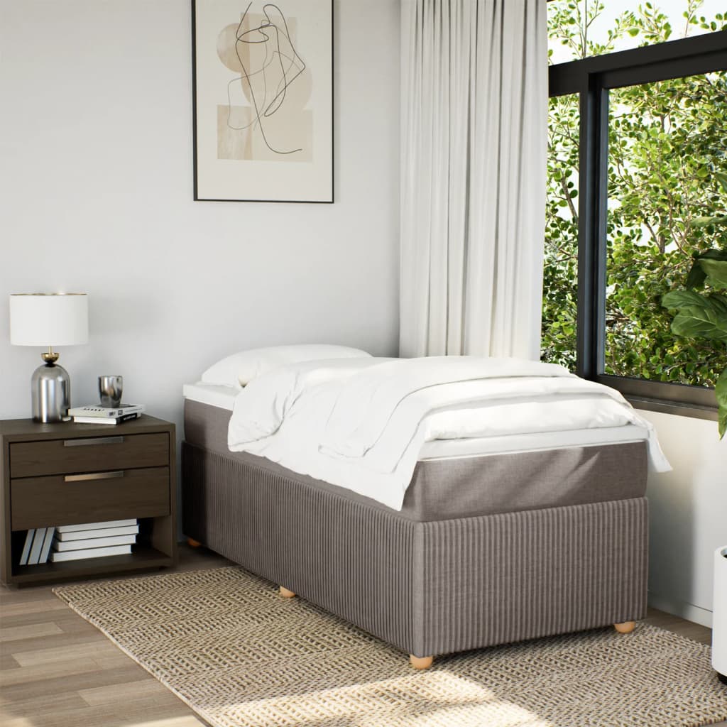 Box spring bed with mattress taupe 90x190 cm fabric