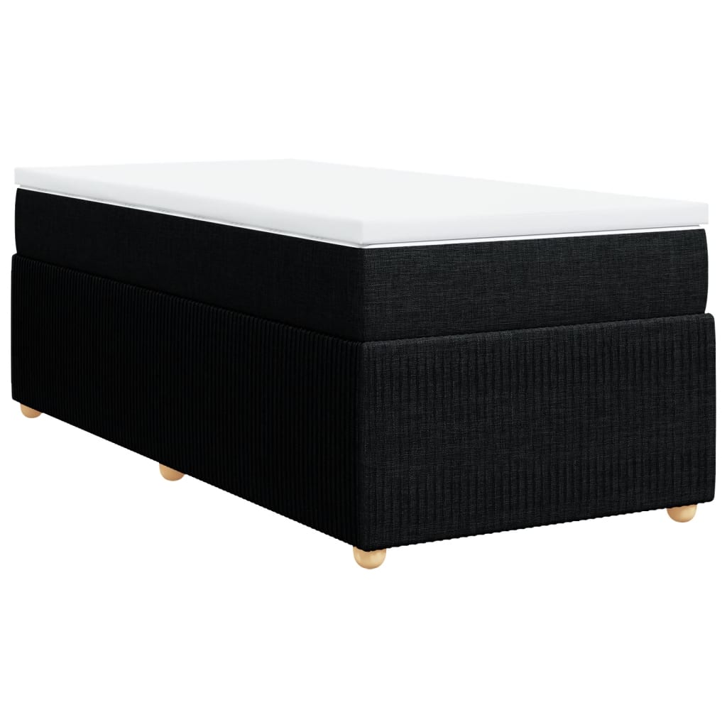 Lit à sommier tapissier avec matelas tissu noir 90x200 cm