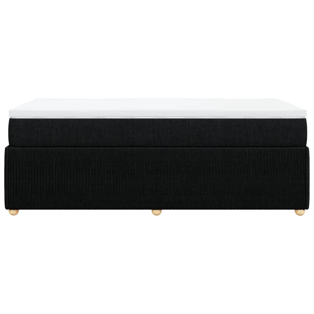 Lit à sommier tapissier avec matelas tissu noir 90x200 cm