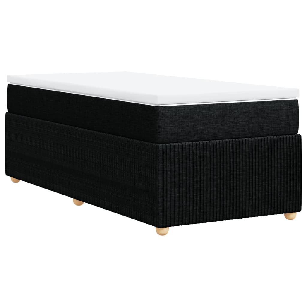 Lit à sommier tapissier avec matelas tissu noir 90x200 cm
